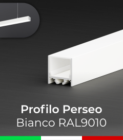 Profilo in Alluminio da Sospensione "Perseo" 37x37mm per Strisce LED - Verniciato Bianco RAL9010