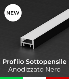 Profilo Sottopensile per Strisce LED - Anodizzato nero