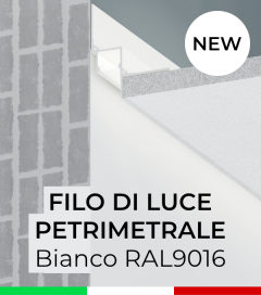 Profilo "Filo di Luce Perimetrale" - Incasso Recesso per Cartongesso - Verniciato Bianco RAL9016 Goffrato