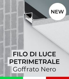 Profilo "Filo di Luce Perimetrale" - Incasso Recesso per Cartongesso - Verniciato Nero Goffrato
