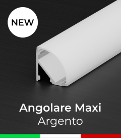 Profilo in Alluminio "Angolare Maxi" per Strisce LED - Anodizzato ARGENTO 