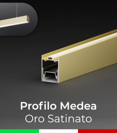 Profilo in Alluminio da Sospensione "Medea" per Strisce LED - Oro Satinato