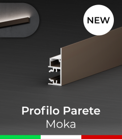 Profilo in Alluminio "Parete" per Strisce LED - Verniciato Moka
