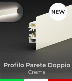 Profilo in Alluminio "Parete Doppio" per Strisce LED - Verniciato Crema