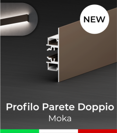 Profilo in Alluminio "Parete Doppio" per Strisce LED - Verniciato Moka