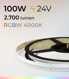 Striscia LED RGBW COB - 24V - 5 Metri - 100W - 840 LED/m - Bianco Naturale - 4000K - IP20