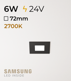 Faretto da Incasso Quadrato Slim Nero - 6W LUCE CALDA - Downlight - LED Samsung