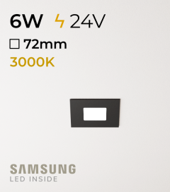 Faretto da Incasso Quadrato Slim Nero 6W BIANCO CALDO - Downlight - LED Samsung