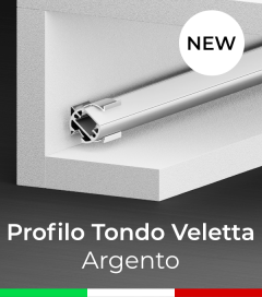 Profilo in Alluminio "Tondo Veletta" per Strisce LED - Anodizzato Argento