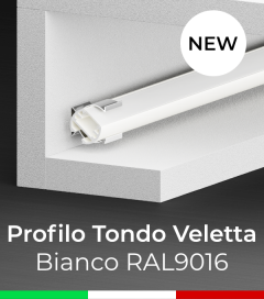 Profilo in Alluminio "Tondo Veletta" per Strisce LED - Verniciato Bianco RAL9016