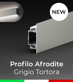 Profilo in Alluminio da Parete "Afrodite" per Strisce LED - Grigio Tortora 