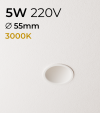 Faretto LED da Incasso recesso Bianco - 5W - Bianco Caldo 3000K