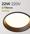 Faretto LED da Incasso recesso Nero - 22W - Bianco Caldo 3000K