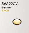 Faretto LED da Incasso recesso Nero - 5W - Bianco Caldo 3000K