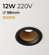 Faretto LED da Incasso recesso Nero - 12W - Bianco Caldo 3000K - Personalizzabile 