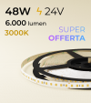 SUPER OFFERTA: Striscia LED 2835 "ECO" - 24V - 5 Metri - 48W - SMD2835 140 LED/m - Bianco CALDO - 3000K 