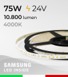 Striscia LED 2835 "PRO" - 24V - 5 Metri - 75W - SMD2835 Samsung - 144 LED/m - Bianco NATURALE - 4000K 