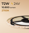 Striscia LED 2835 "ECO New Super Efficienti " - 24V - 5 Metri - 72W - 160 LED/m SMD2835 - CRI80 - Bianco Caldo 2700K 