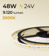 Striscia LED 2835 "ECO New Super Efficienti" - 24V - 5 Metri - 48W - SMD2835 180 LED/m - Bianco Caldo - 3000K 