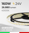 Striscia LED 2835 “HORIZON" - 5 Metri - 160W -  240 LED/m SMD2835 Samsung - CRI90 - Bianco NATURALE 4000K