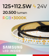Striscia LED RGBW  “Luxury RGBW” - 5 Metri - 125W + 112,5W - 270 LED/m - SMD2835 e SMD2835 Samsung CRI90 - RGB + Bianco Caldo 3000K