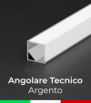 Profilo in alluminio angolare 45° Design Tecnico per Strisce LED - Anodizzato ARGENTO