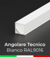 Profilo in alluminio angolare 45° Design Tecnico per Strisce LED - Verniciato BIANCO RAL9016