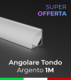 SUPER OFFERTA Profilo Angolare Design Tondo in Alluminio da 1 Metro Copertura Opale