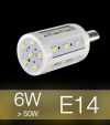 Lampadina LED CORN 6W E14 (60W) -  Bianco Caldo