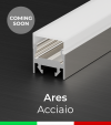 Profilo Piatto in Alluminio "Ares" per Strisce LED - Acciaio Lucido