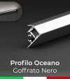 Profilo da parete con luce a 45° "Oceano" per Strisce LED  - Goffrato Nero