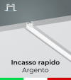 Profilo in Alluminio da Incasso Rapido nel Cartongesso per Strisce LED - Ossidato ARGENTO 