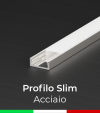 Profilo Piatto in Alluminio SLIM per Strisce LED - ACCIAIO Lucido