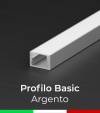 Profilo in Alluminio "Basic" Lineare per Strisce LED - Ossidato ARGENTO 