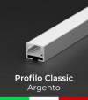 Profilo in Alluminio Piatto Design Classic per Strisce LED - Ossidato ARGENTO
