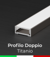 Profilo in Alluminio Piatto Doppio per Strisce LED - Copertura PIATTA - Ossidato TITANIO 