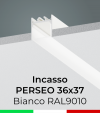 Profilo in Alluminio da Incasso "Perseo" 36x37mm per Strisce LED - Verniciato Bianco RAL9010