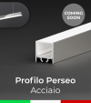 Profilo in Alluminio da Sospensione "Perseo" 37x37mm per Strisce LED - Acciaio Lucido