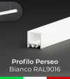 Profilo in Alluminio da Sospensione "Perseo" 36x37mm per Strisce LED - Verniciato Bianco RAL9016