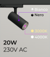 Proiettore Orientabile da Binario Trifase 230V - 20W - CRI>90