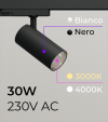 Proiettore Orientabile da Binario Trifase 230V - 30W - CRI>90