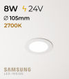 Faretto da Incasso Rotondo Slim 8W LUCE CALDA - Downlight - LED Samsung